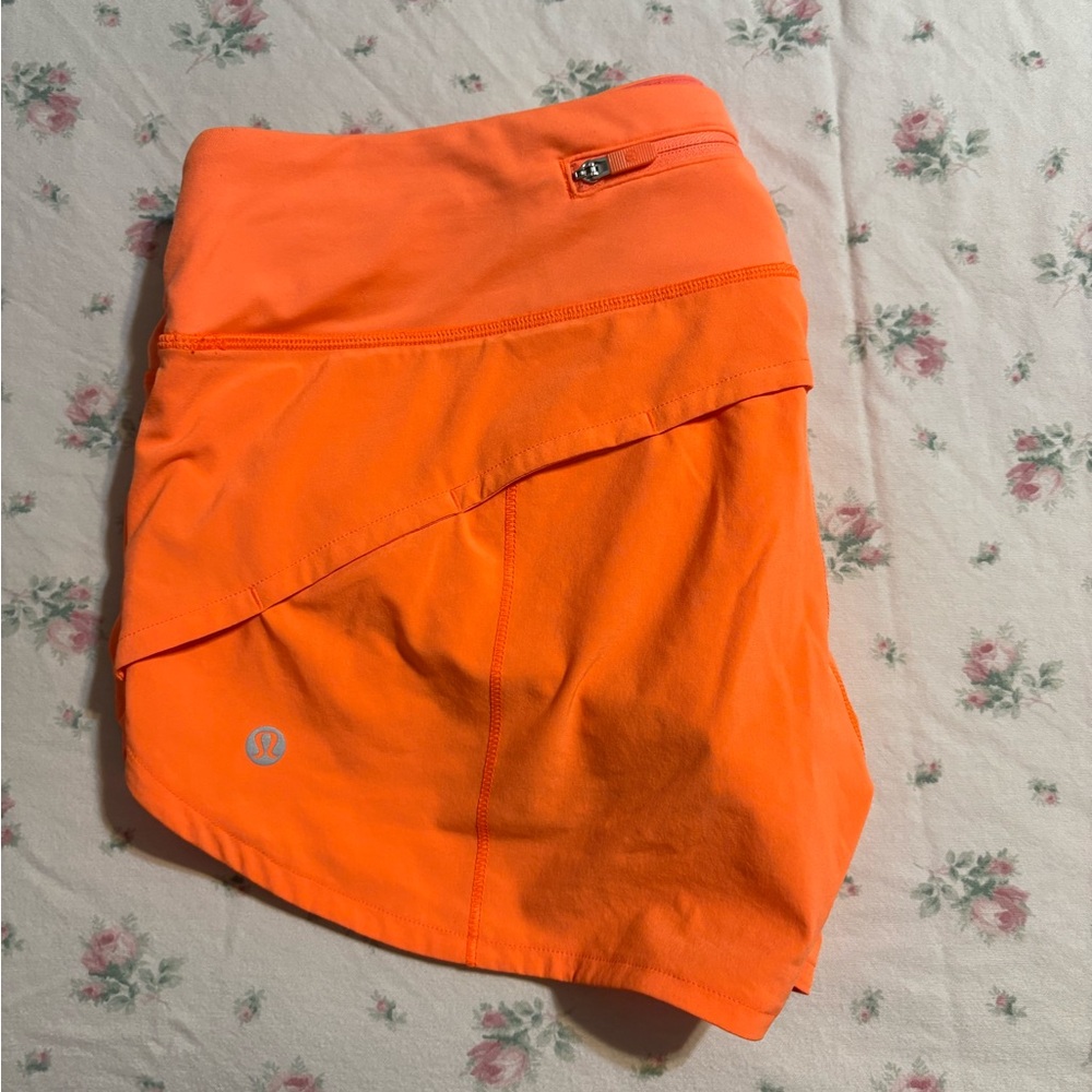Lululemon Vibrant Orange Speed Up Low-Rise Lined Short